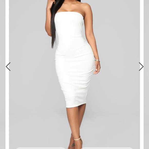 white tube top bodycon dress Rosette Bodycon Tube Dress, White Small